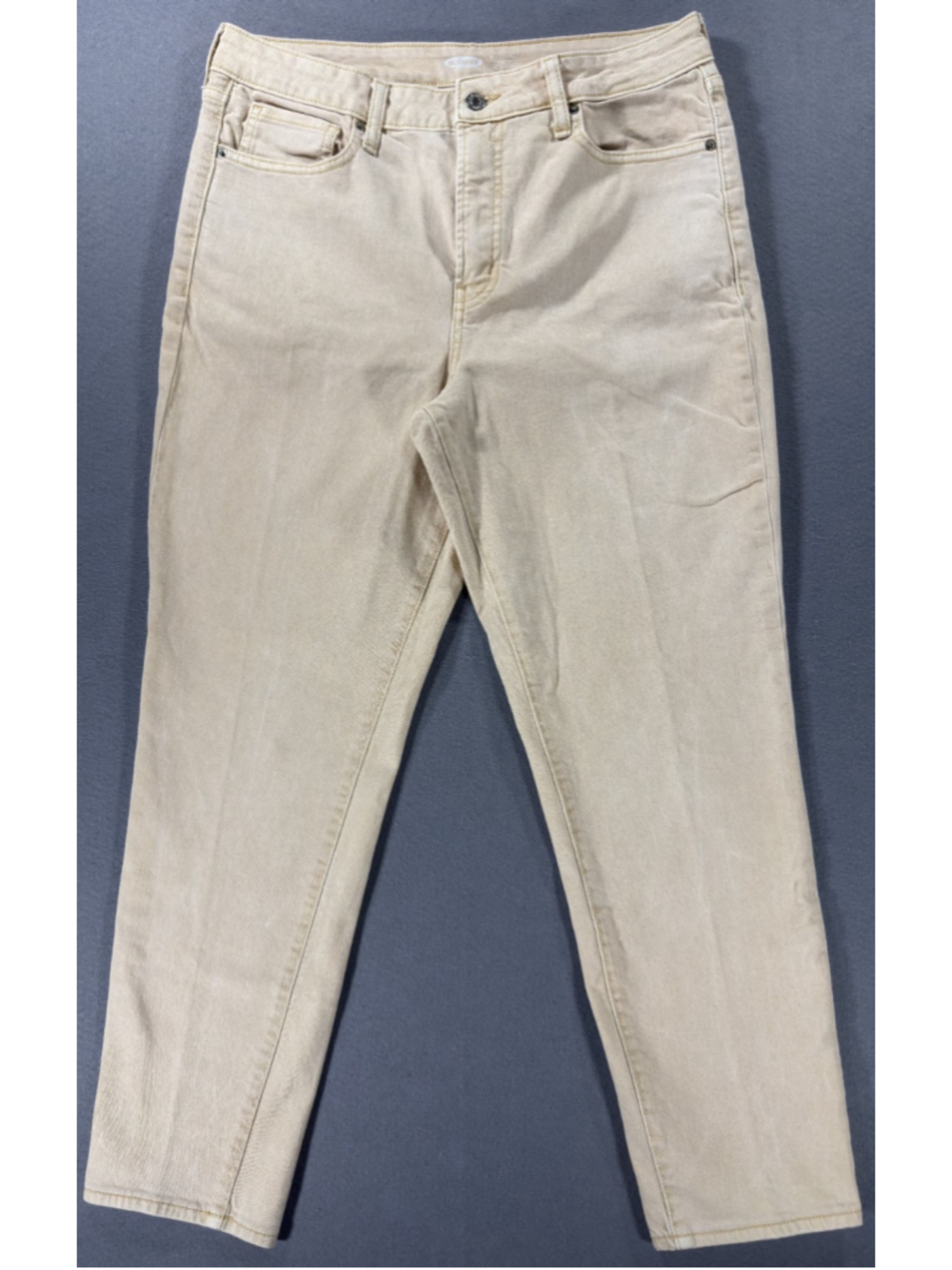 Old Navy OG Straight Jeans Womens Size 12 High Rise Beige Mineral Dye Stretch